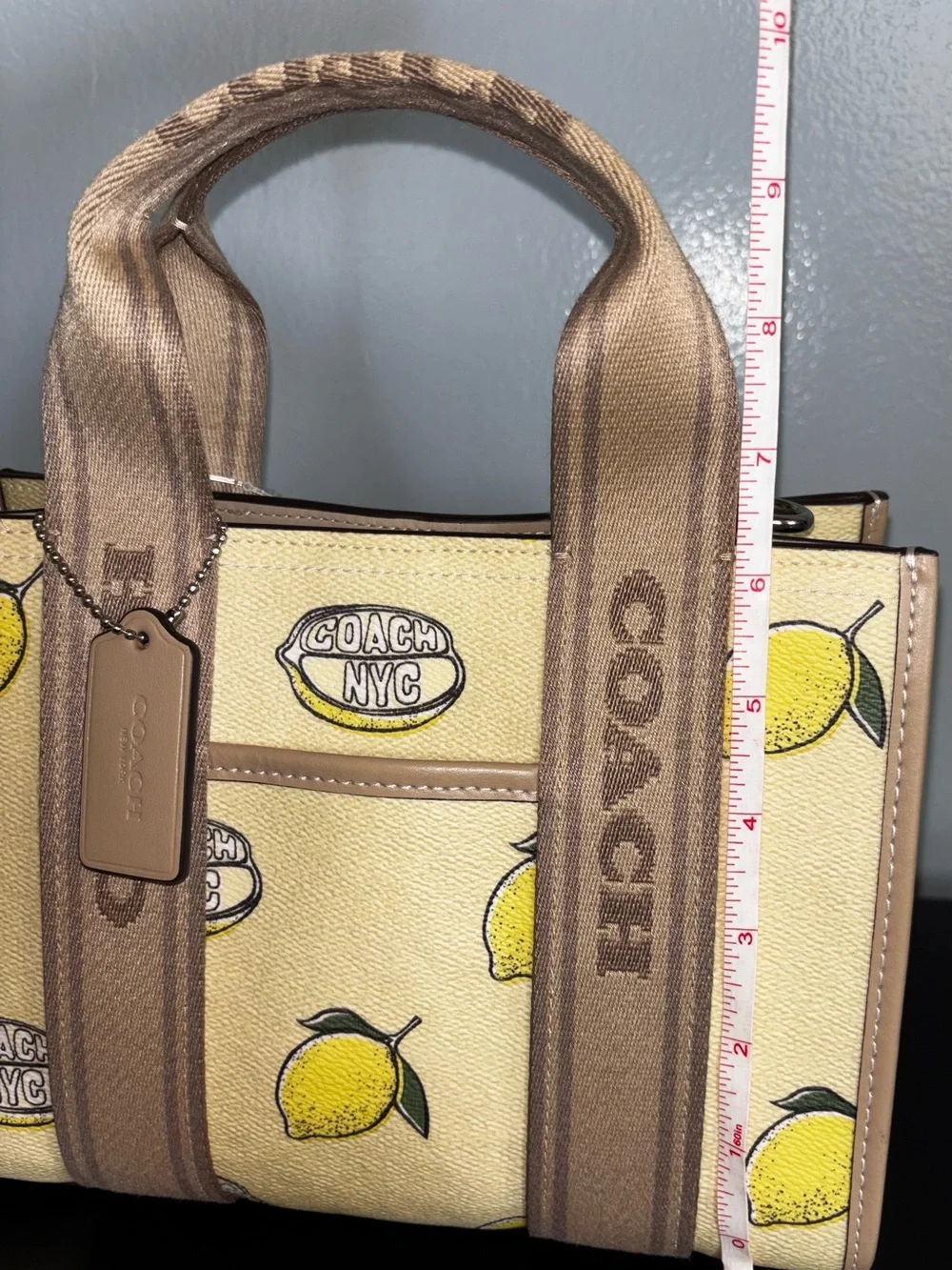 NWT Coach NYC Lemon Mini Tote Crossbody Bag / Matching Zip Card Case & Dust Bag